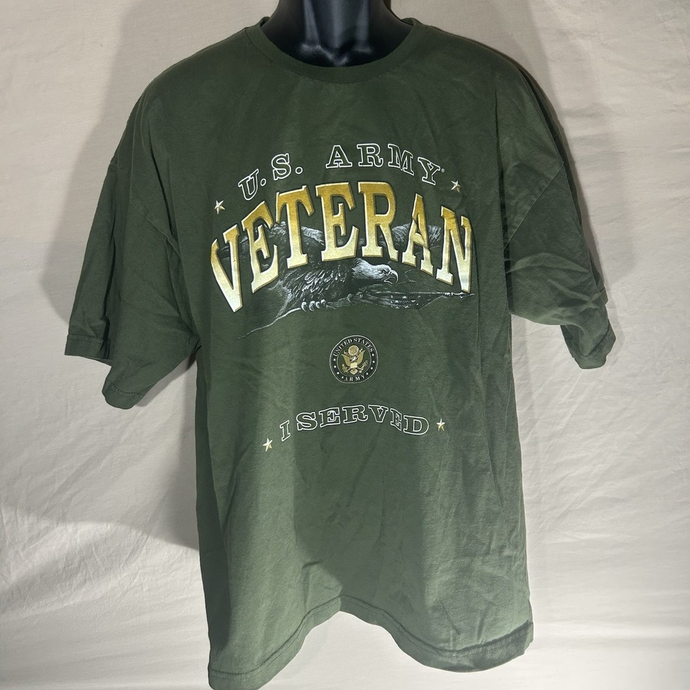 US ARMY Shirt Mens Size XXL Tee Short Sleeve Veteran Bayside Green NWOT
